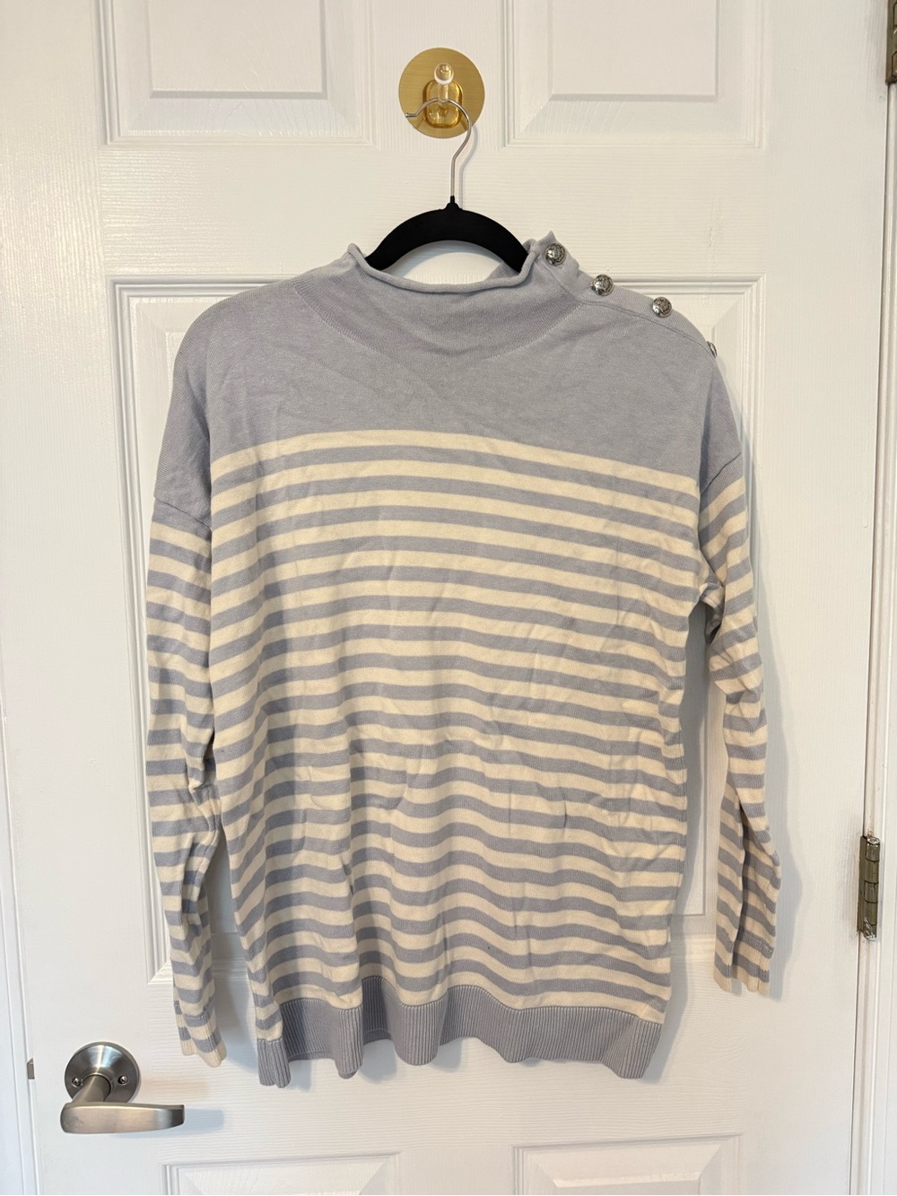 Lauren Ralph Lauren Light blue and Cream Striped Sweater NWT Large